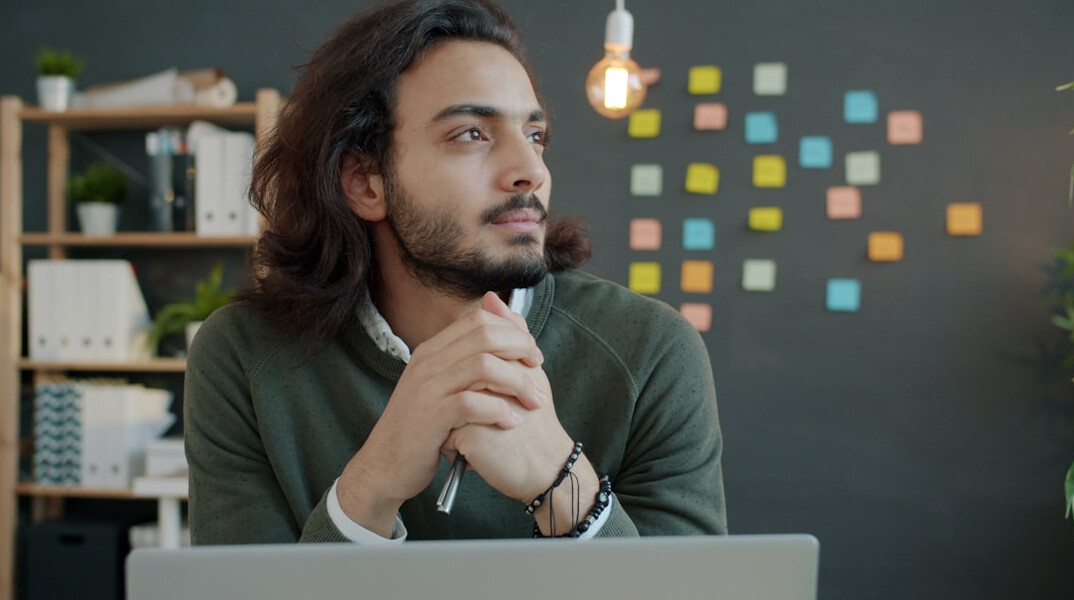 detective thinking in office