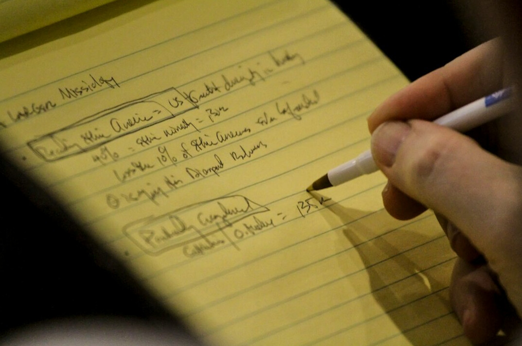 hand writing in notebook